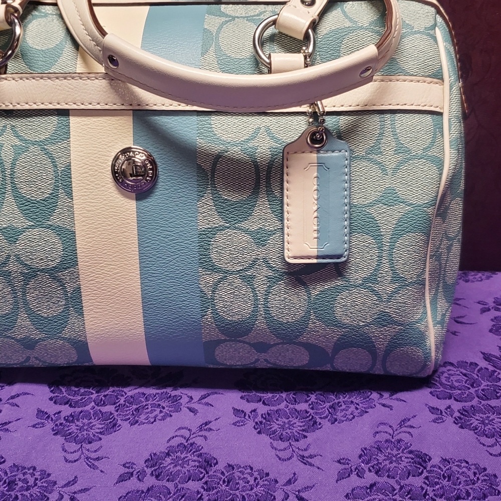 Coach heritage stripe satchel